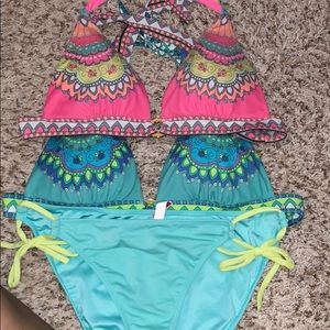 Lot 2 Victoria Secret halter swim tops and bottom